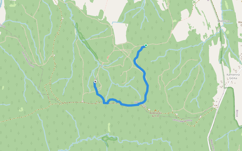 Pomocna Woda - Stara część walking route map in Bircza