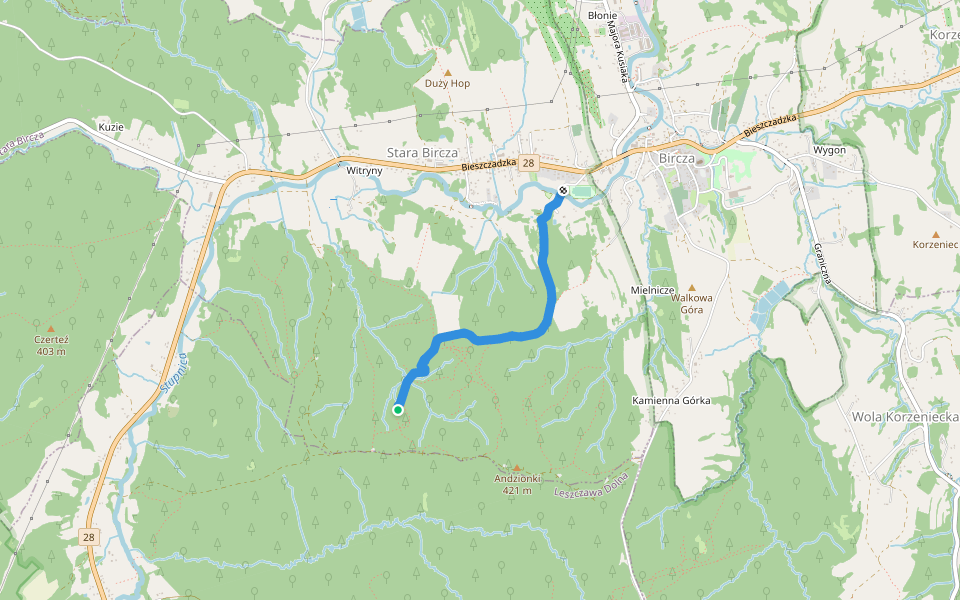 Pomocna Woda walking route map in Kotów