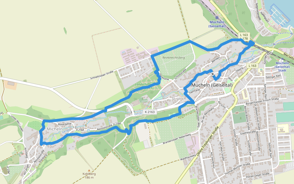 Panoramaweg Mücheln walking route map in Mücheln (Geiseltal)
