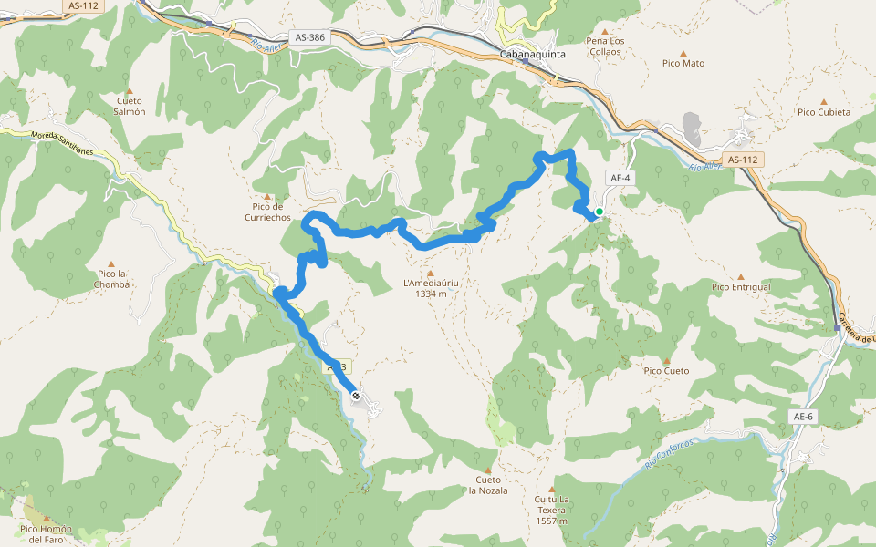 GR 109 - Asturias Interior (Etapa 11) walking route map in Bello
