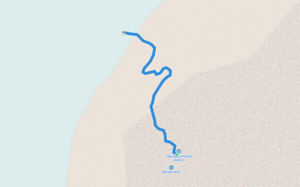 Oberaletschhütten - Oberaletschgletscher walking route map in Naters