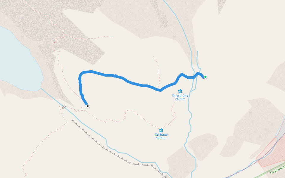 Punkt 2228 - Driest, Gletscherrand walking route map in Naters