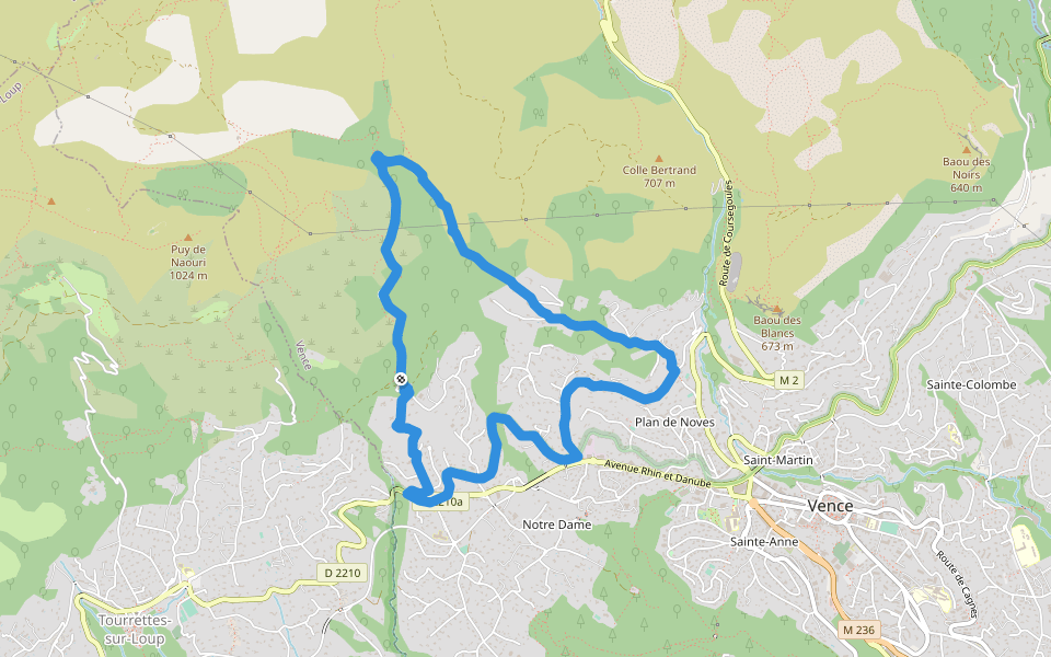 Circuit du Malvan walking route map in Vence