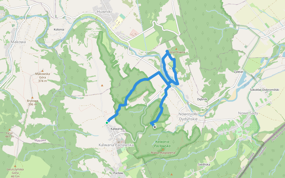 Dróżka Pogrzebu i Wniebowstąpienia NMP walking route map in Kalwaria Pacławska