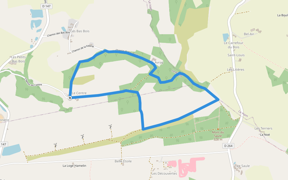 Grande Boucle de Ker Avray walking route map in Le Ribay