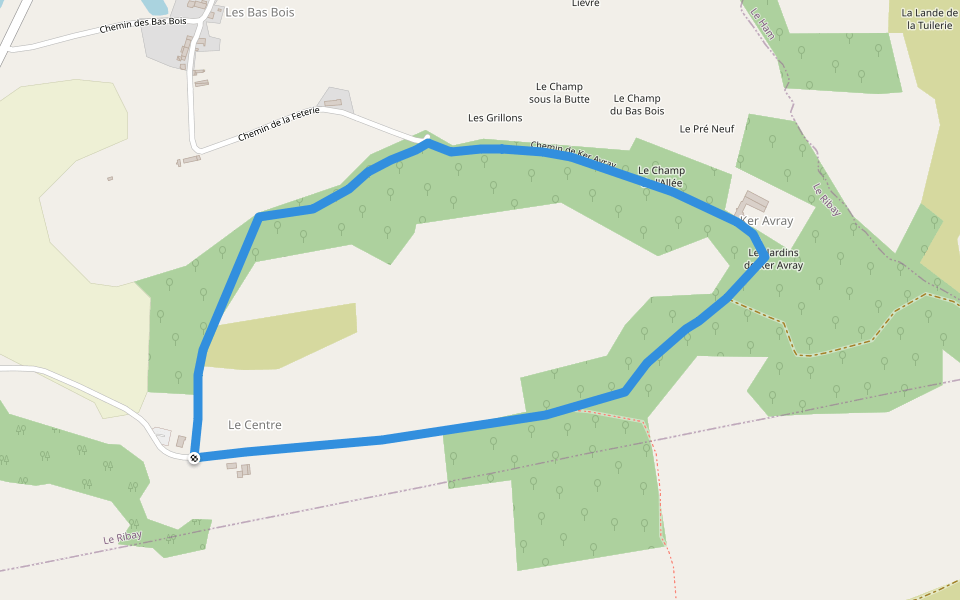 Petite Boucle de Ker Avray walking route map in Le Ribay