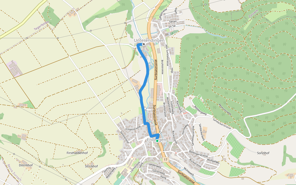 Unterendingen - Endingen walking route map in Endingen