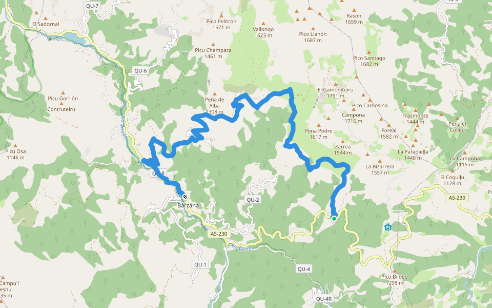 GR 109 - Asturias Interior (Etapa 14) walking route map in Llanuces