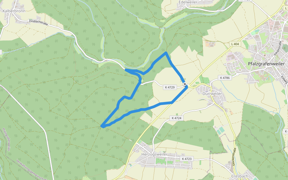 Tour 1 Nordic Walking Weiler Wald walking route map in Pfalzgrafenweiler