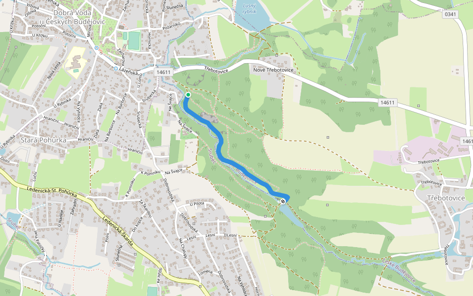 NS Údolím Dobrovodského potoka walking route map in Srubec