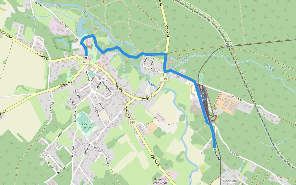 Czarny Szlak Uroczyska Buk walking route map in Rudy