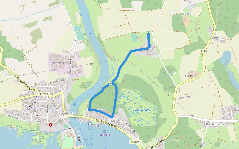 Baumweg zum Keltengehöft Stöffling walking route map in Seeon-Seebruck