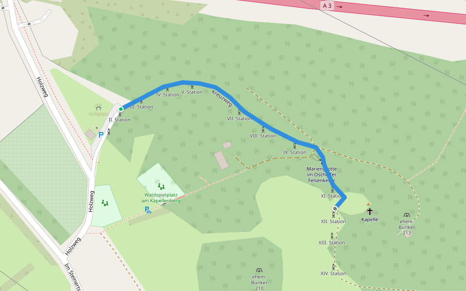Kapellenweg Mainaschaff walking route map in Mainaschaff
