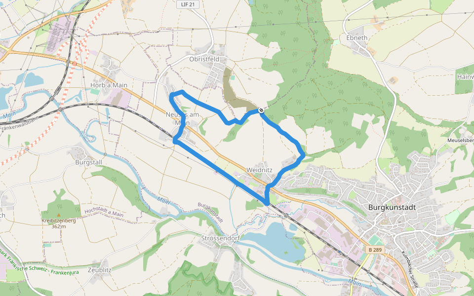 Maintal-Höhenweg walking route map in Burgkunstadt
