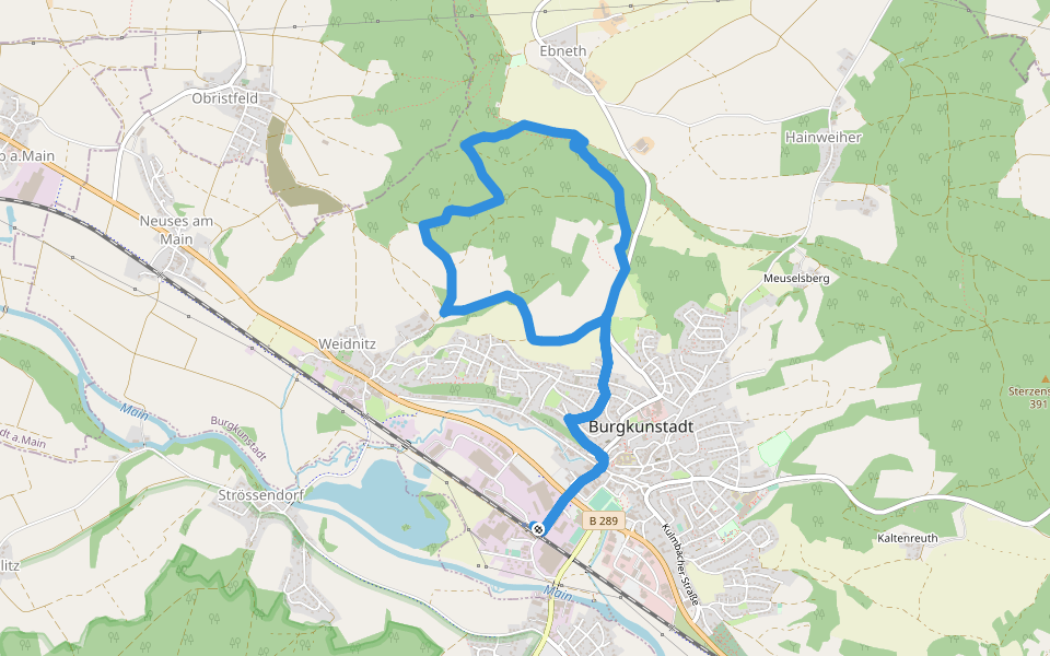 Räuberpfad walking route map in Burgkunstadt