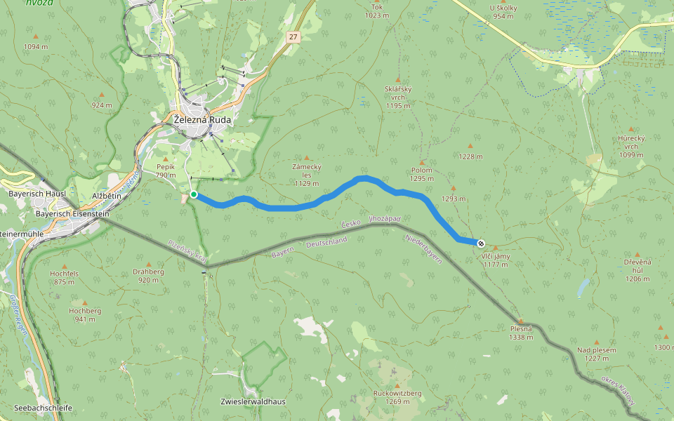 NS Tetřeví stezka walking route map in Železná Ruda