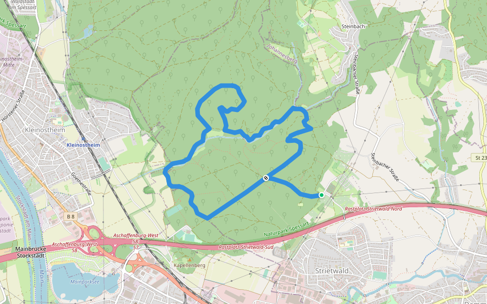 Nordic Walking 2 Rot Strietwald walking route map in Aschaffenburg