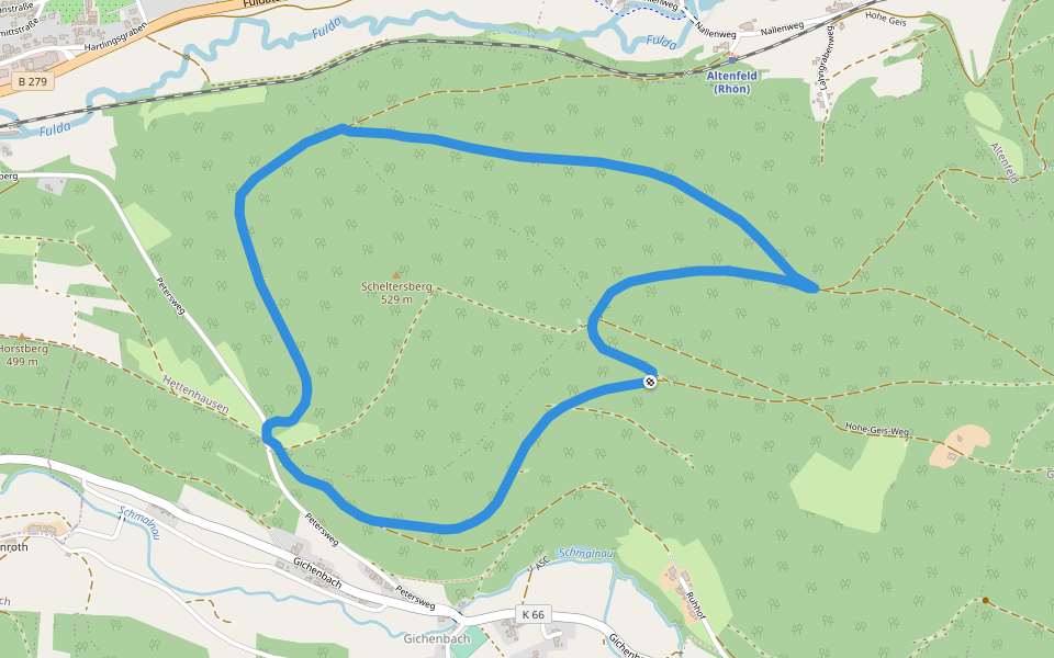 Rhön-Rundweg 2 Horstberg walking route map in Gersfeld (Rhön)