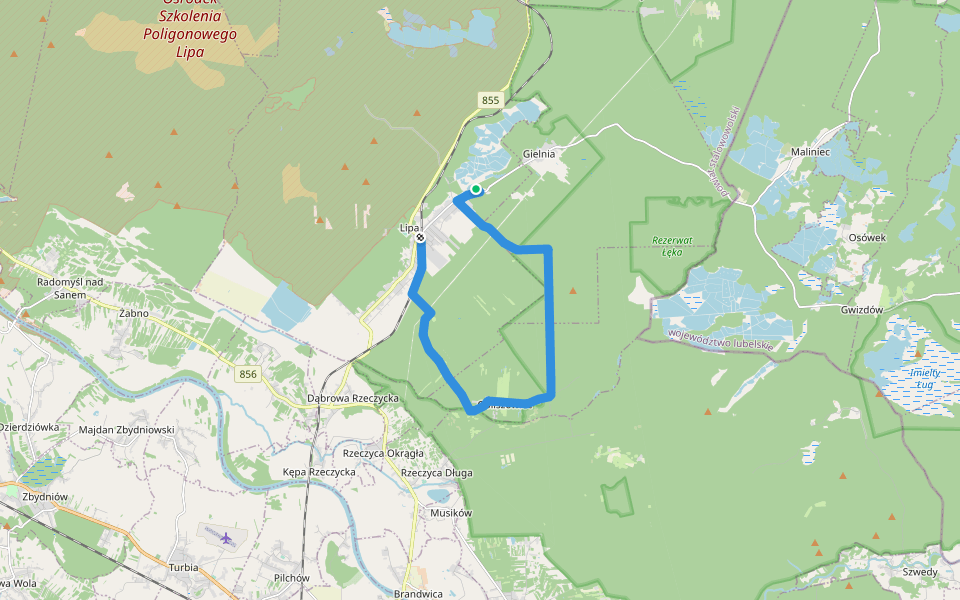 Szlak fioletowy walking route map in Lipa