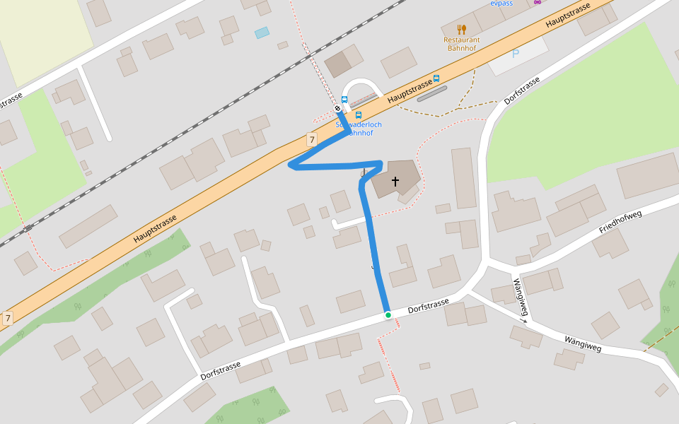 Schwaderloch - Schwaderloch Postauto walking route map in Schwaderloch