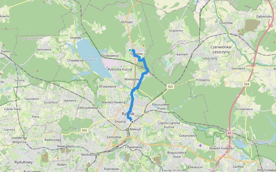 Szlak im. kapitana Jana Kotucza walking route map in Rybnik