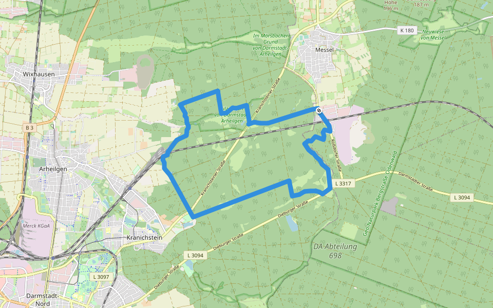 Rundwanderweg Messel 3: Kranichsteiner Weg walking route map in Messel