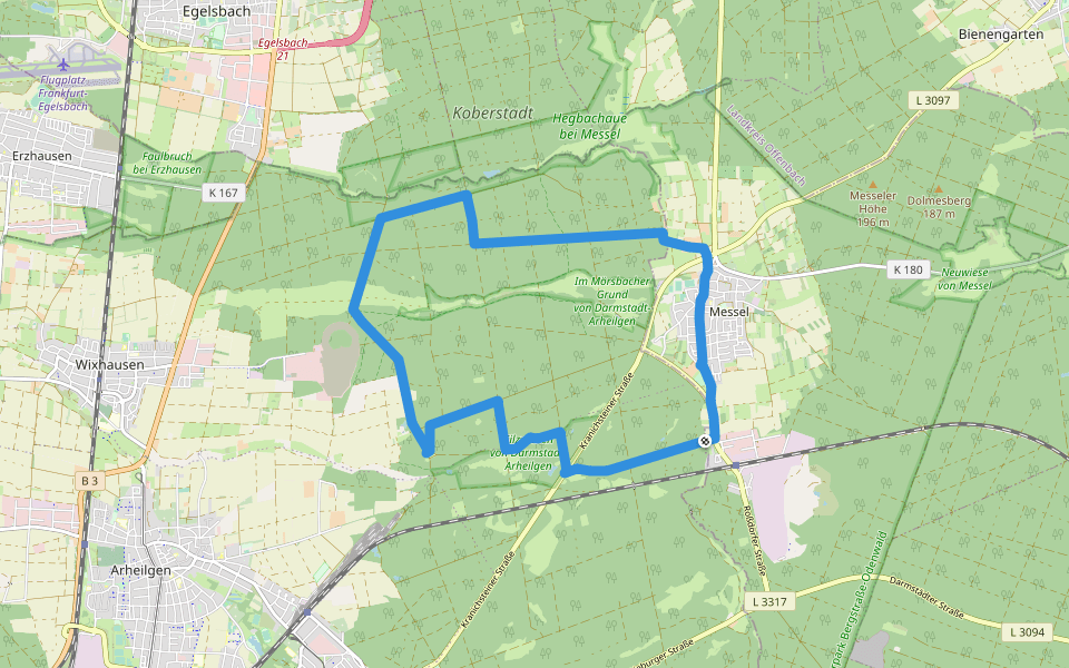 Rundwanderweg Messel 4: Mörsbacher Grund-Runde walking route map in Messel