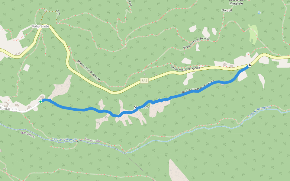 Senter dela Cesura walking route map in Fontanelle