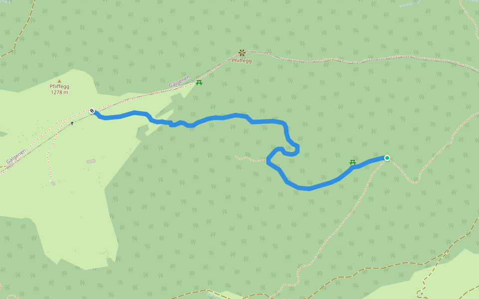 Steinwänd - Alp Pfiiffegg walking route map in Vorderthal