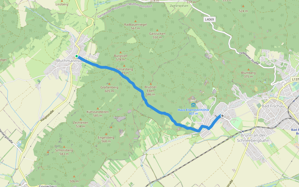 Muthmannsdorf - Brunn walking route map in Muthmannsdorf