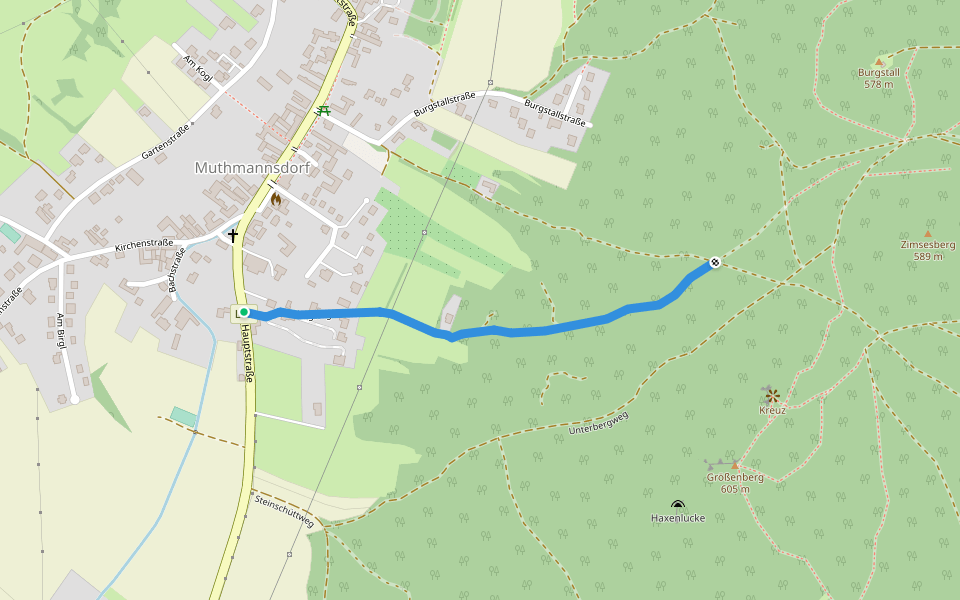 Muthmannsdorf - Richtung Größenberg walking route map in Muthmannsdorf