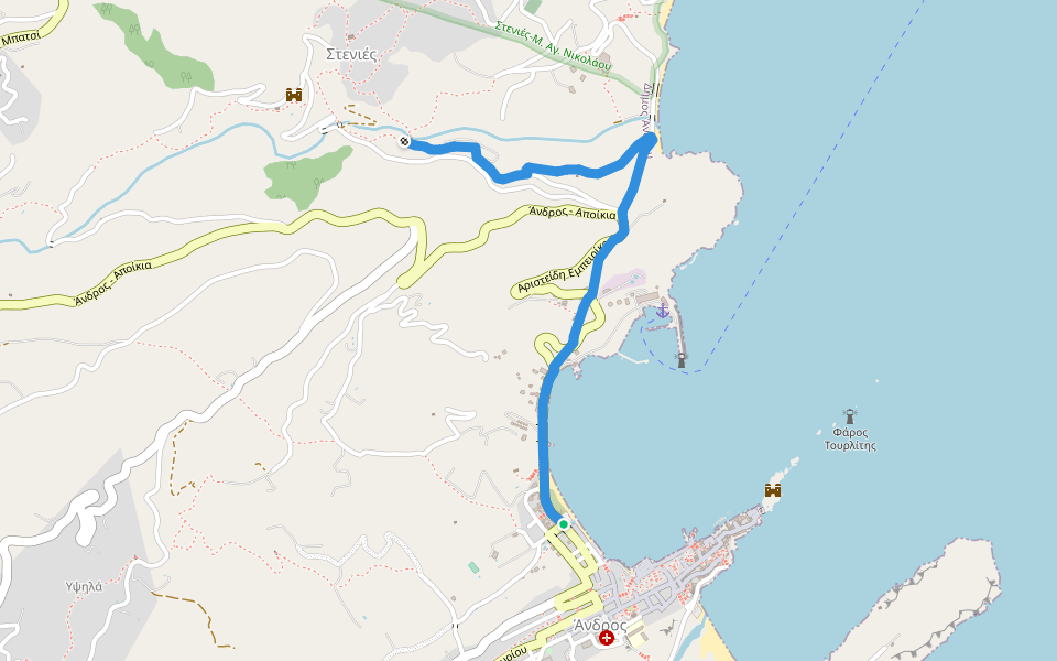 Andros Routes 8a walking route map in Andros