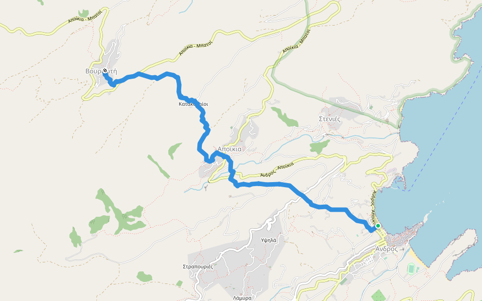 Andros Routes 2 walking route map in Andros