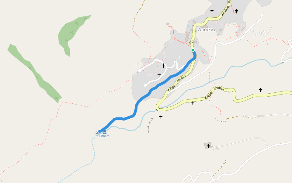 Andros Routes 2a walking route map in Apikia