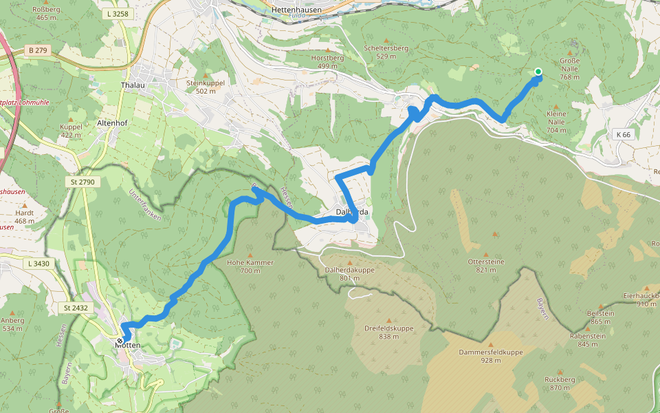 Motten - Altenfeld walking route map in Gersfeld (Rhön)