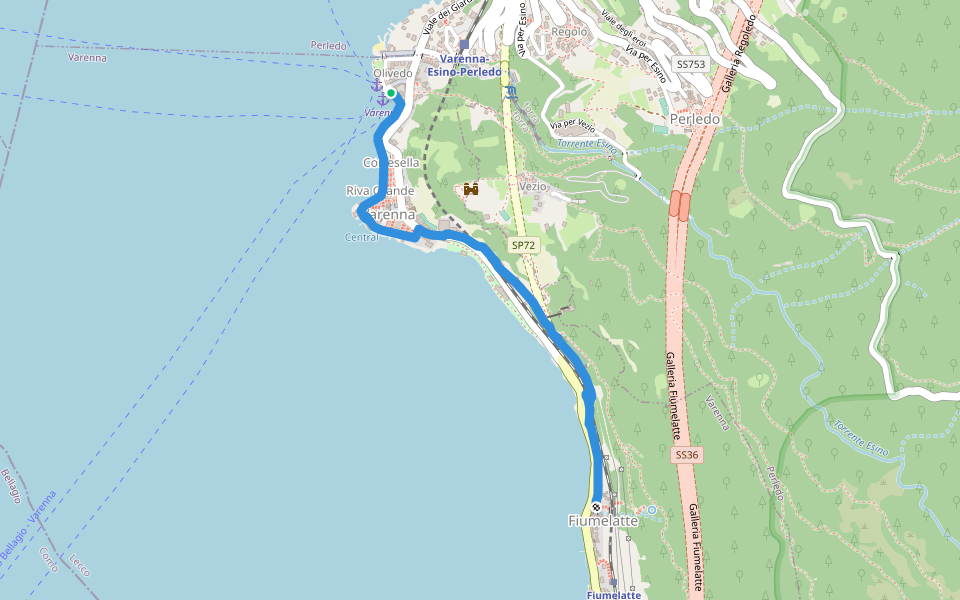 Greenway Dei Patriarchi walking route map in Varenna