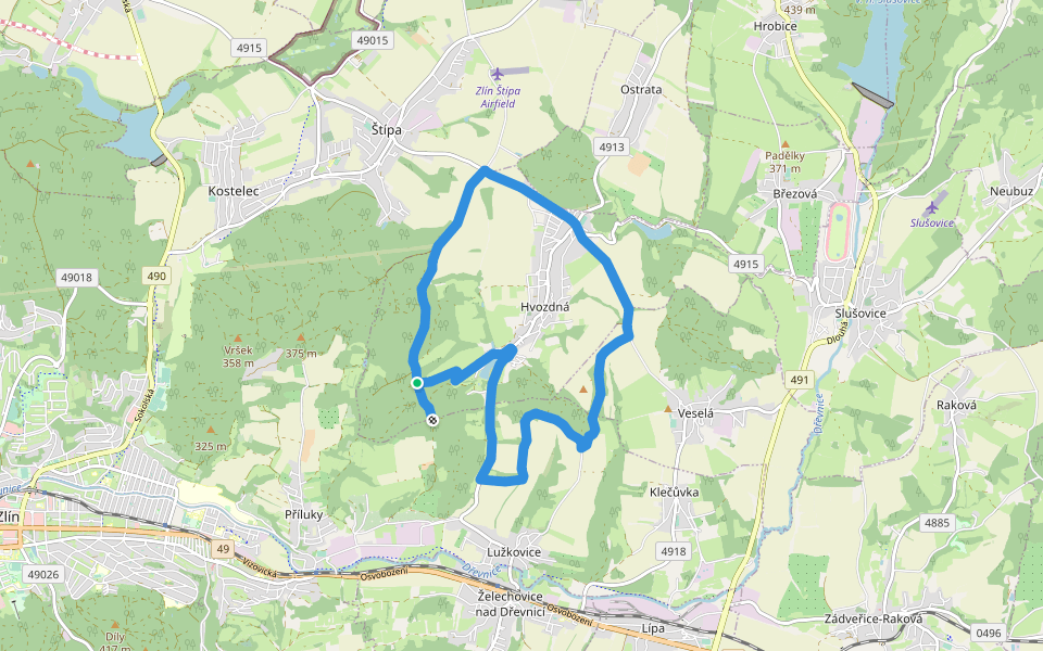 NS Hvozdná walking route map in Hvozdná