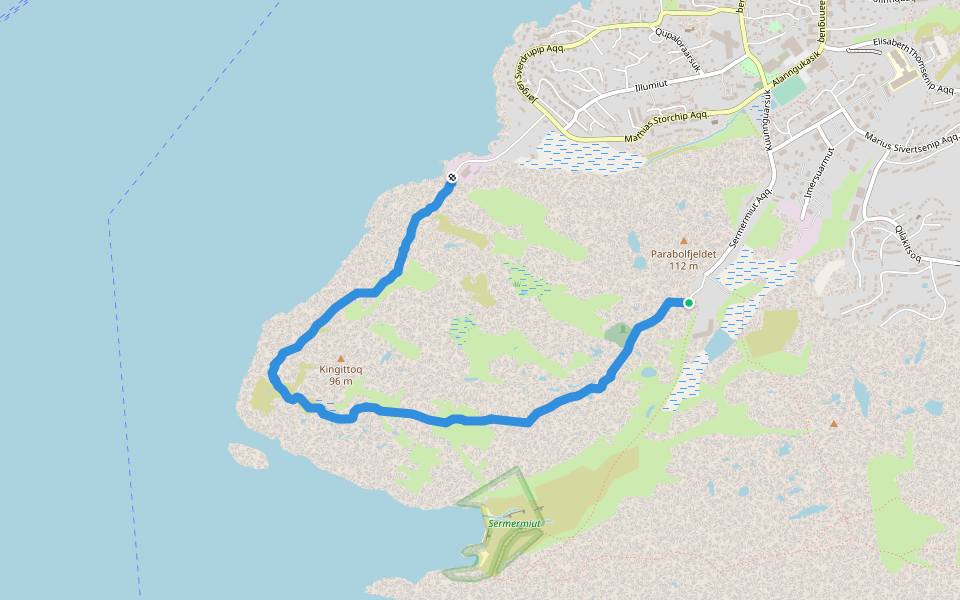 Gul Rute walking route map in Uummannaq