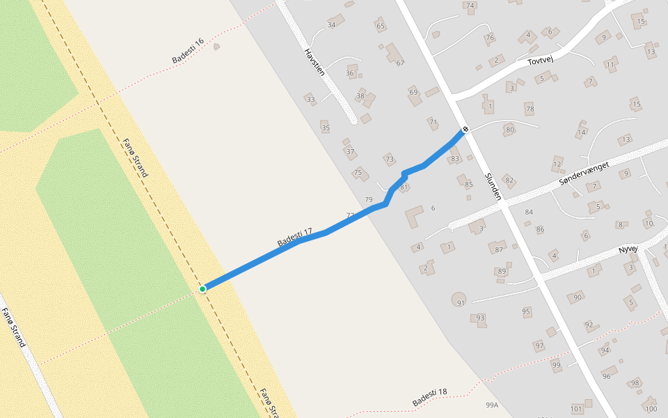 Badesti 17 walking route map in Fanø