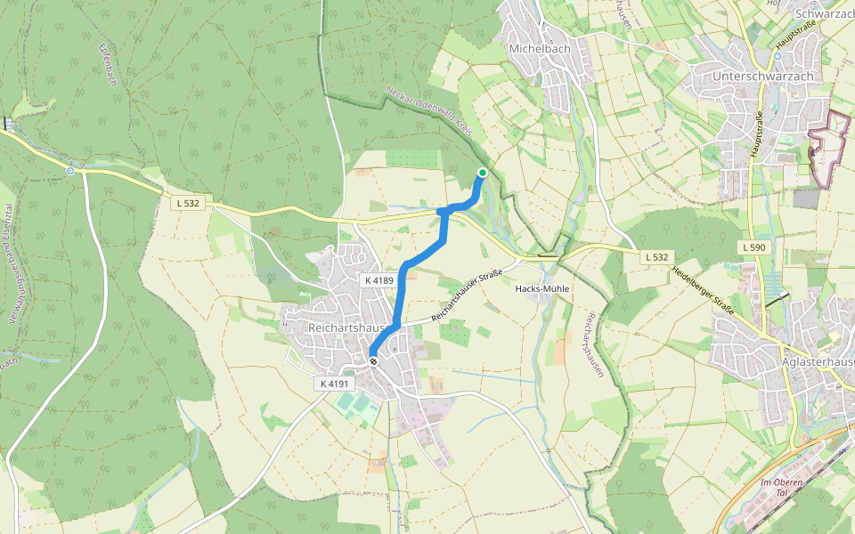 Rundwanderweg Reichartshausen 2: Dörntal-Weg walking route map in Reichartshausen