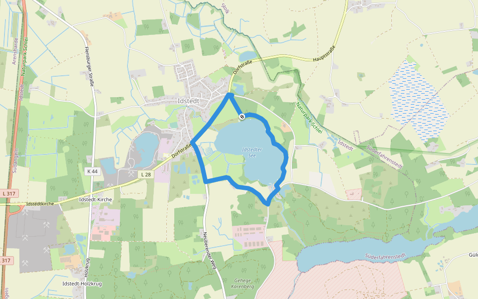 Wanderroute, gelb walking route map in Idstedt