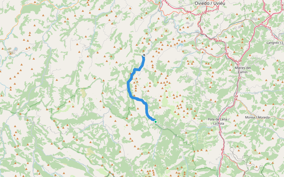 GR 109 - Asturias Interior (Etapa 15) walking route map in Bárzana