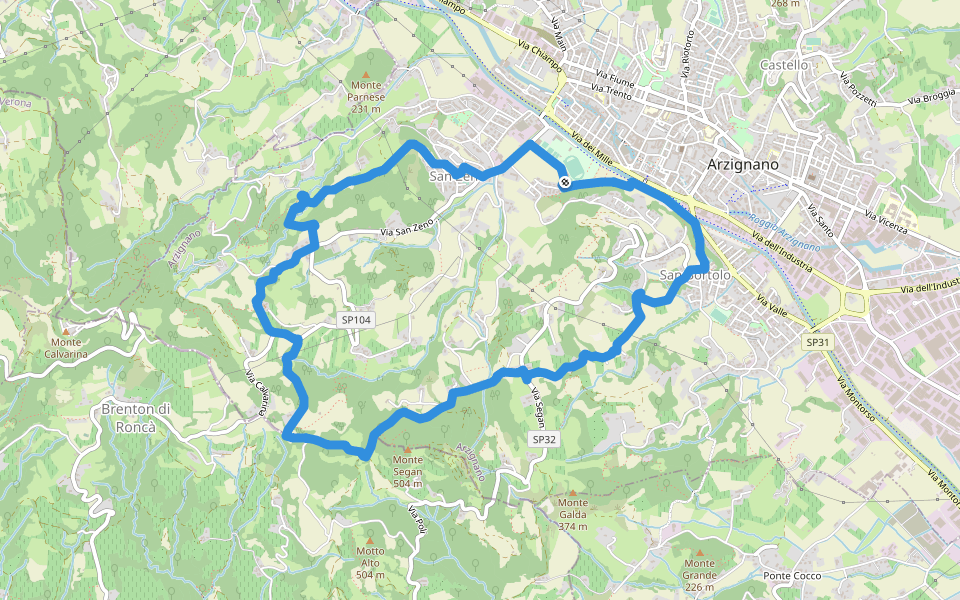 Sentiero Blu walking route map in Arzignano