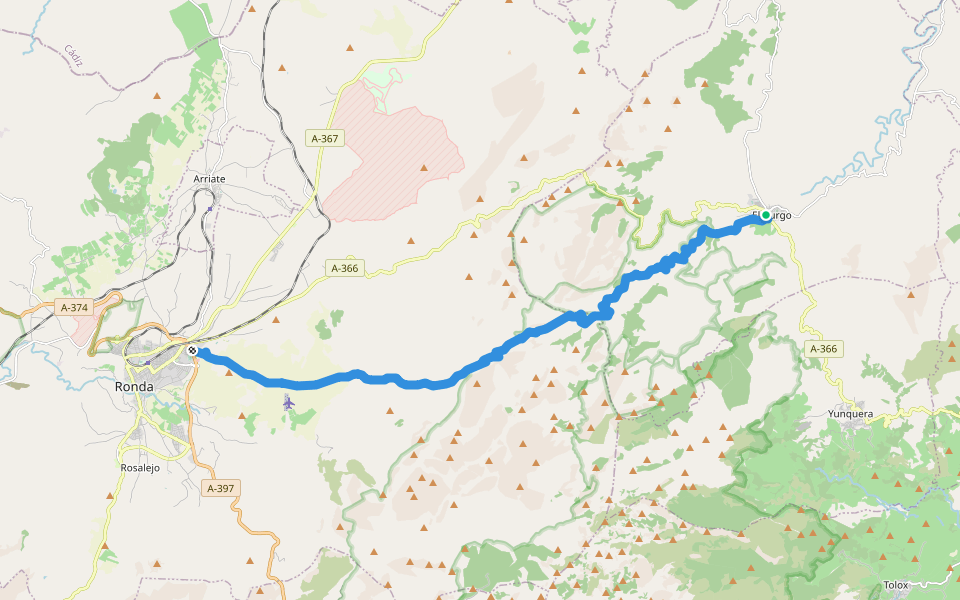GR 249 - El Burgo - Ronda walking route map in El Burgo