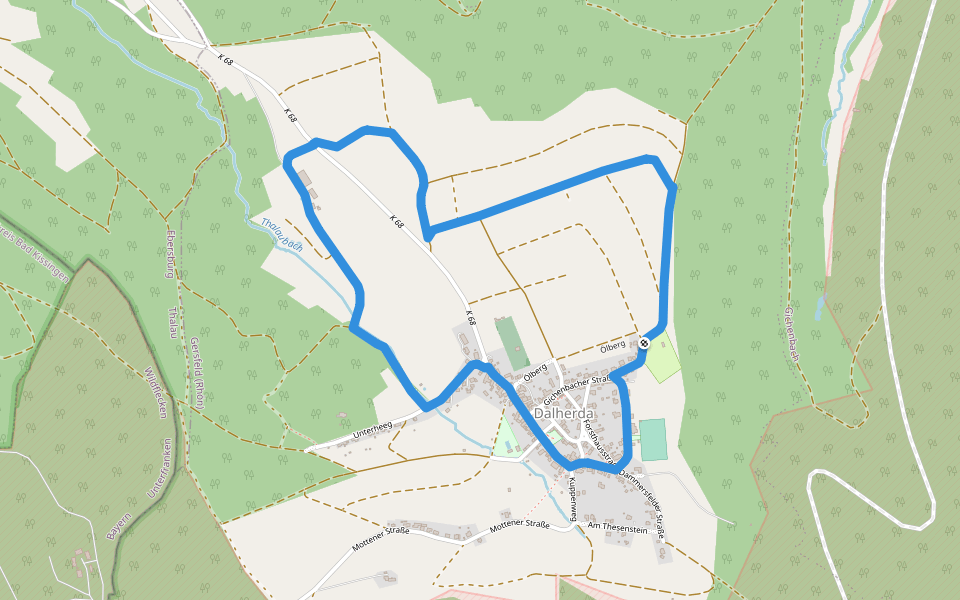 Rhön-Rundweg 3 Dalherda walking route map in Gersfeld (Rhön)