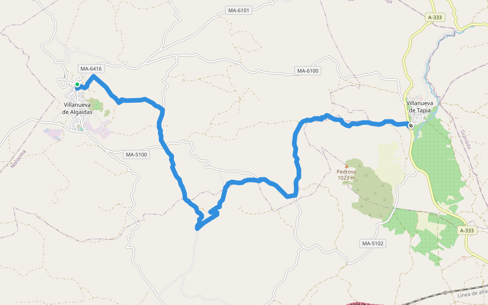 GR 249 - Villanueva de Tapia - Villanueva de Algaidas walking route map in Villanueva de Algaidas