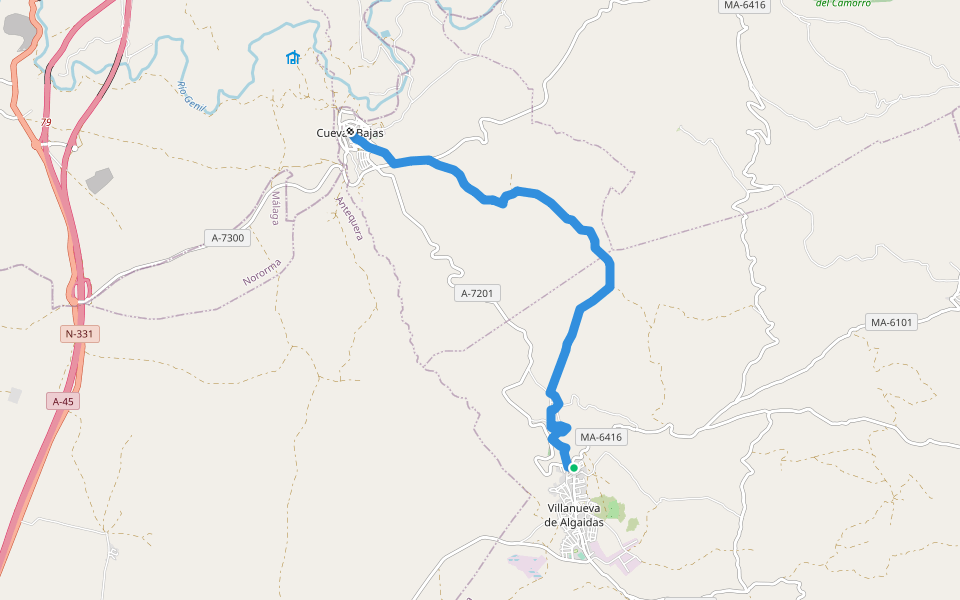 GR 249 - Villanueva de Algaidas - Cuevas Bajas walking route map in Villanueva de Algaidas