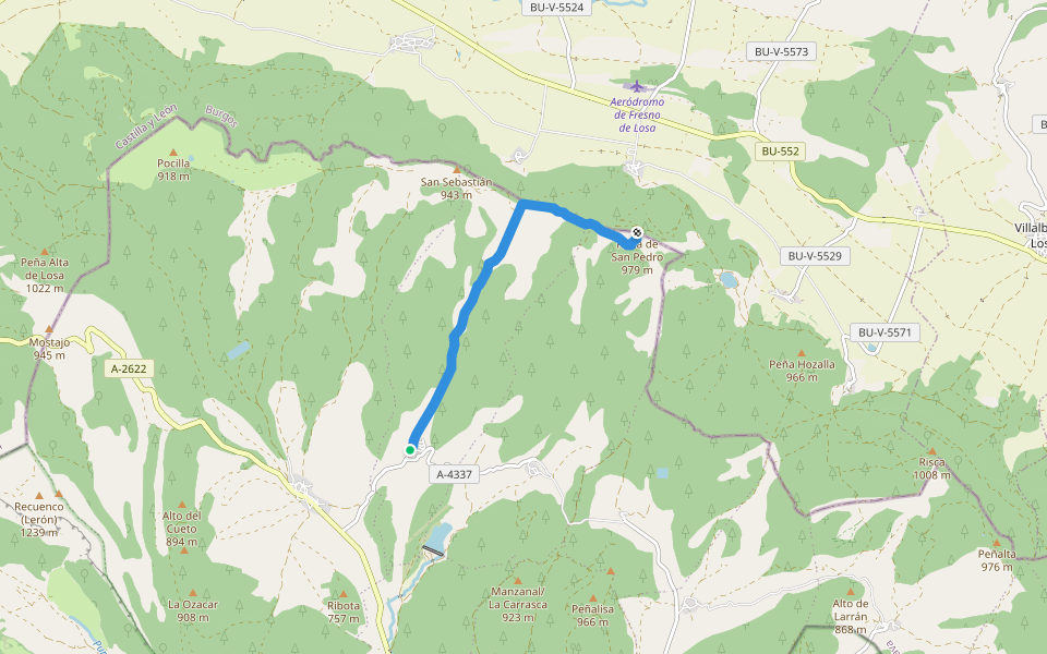 PR-A 1 Quintanilla-Risca de San Pedro walking route map in Quintanilla