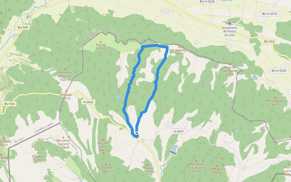 PR-A 2 Boveda-La Granja walking route map in Bóveda