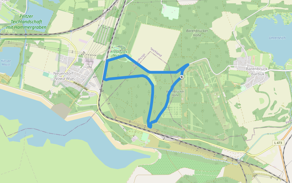 Rundwanderweg Bärenbrücker Höhe walking route map in Teichland